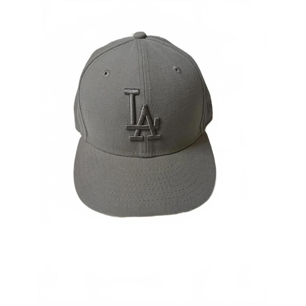 New Era 59FIFTY Los Angeles Dodgers Fitted Hat Gray Logo Size 7 1/8 MLB Cap